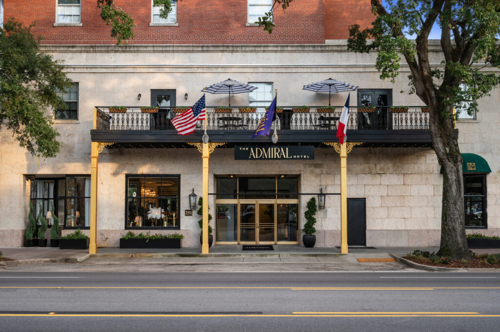 Exterior of the main entrance of The Admiral on Government St. in Mobile, AL.