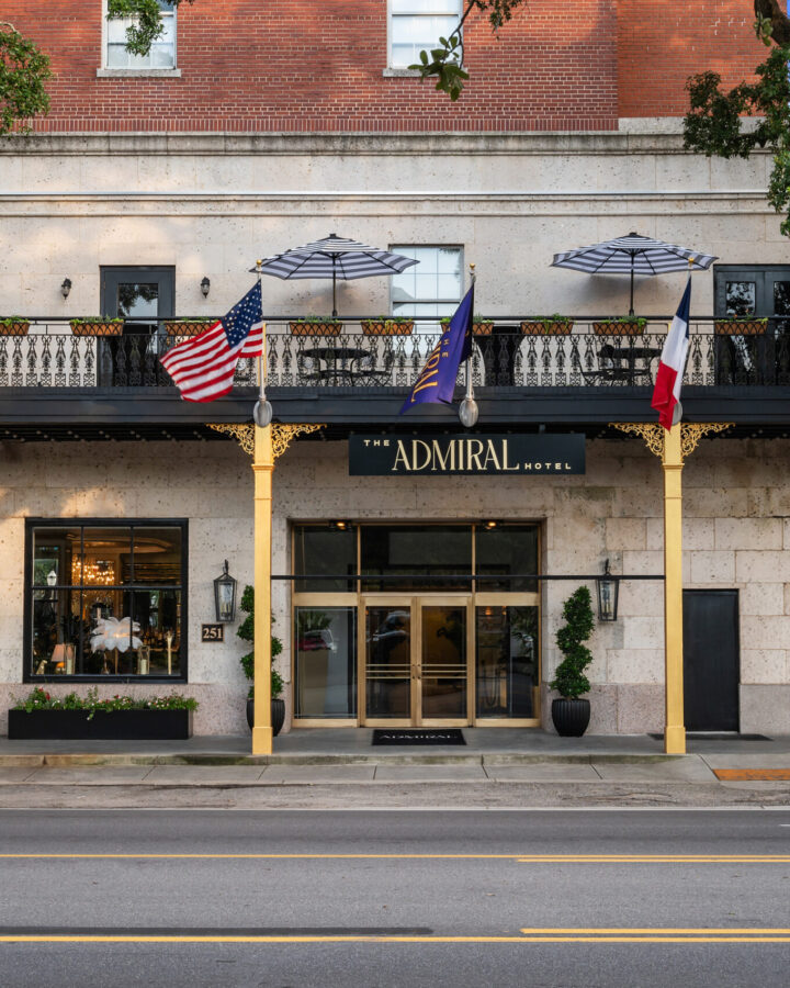 Exterior of the main entrance of The Admiral on Government St. in Mobile, AL.