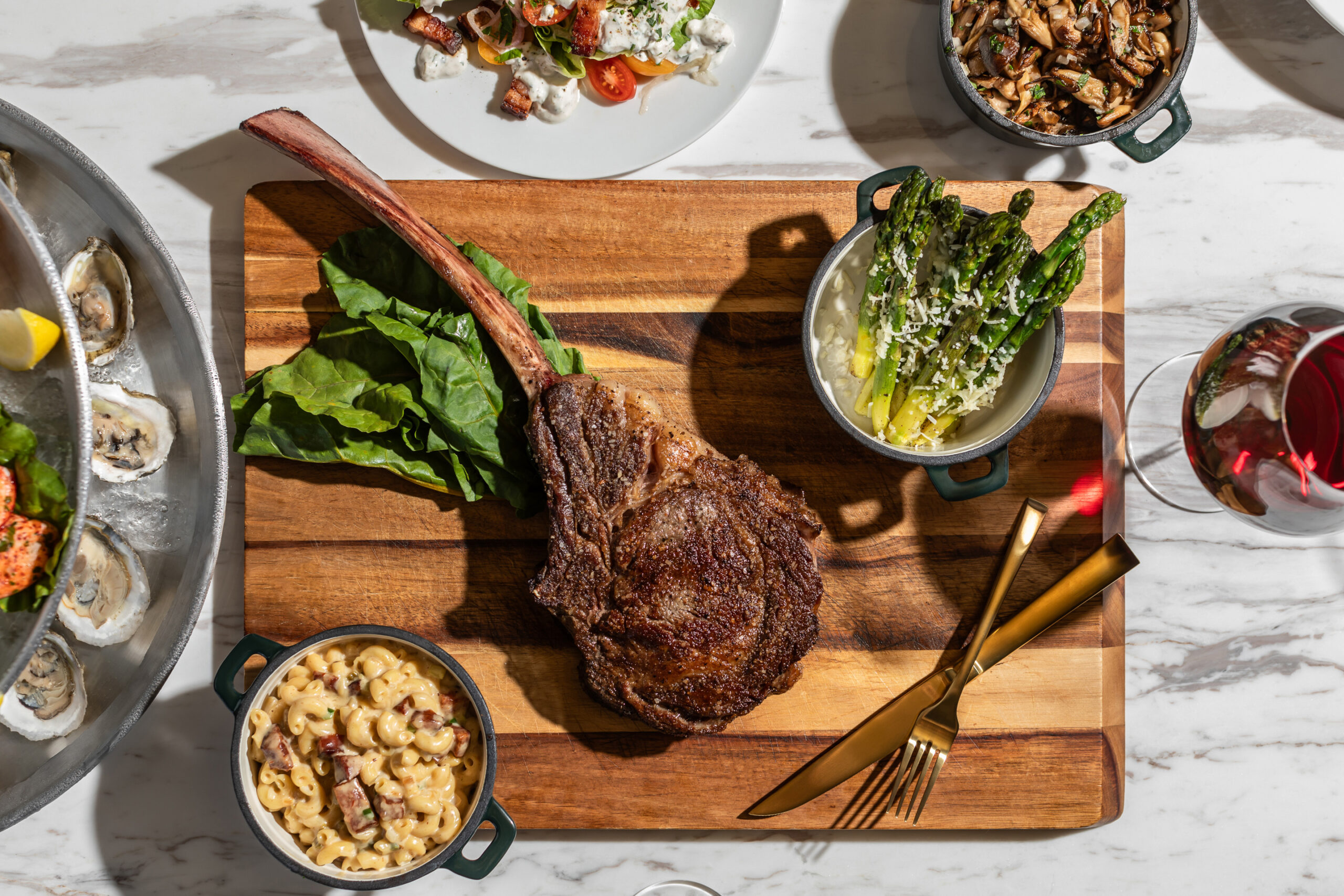 Tomahawk steak on a wooden board
